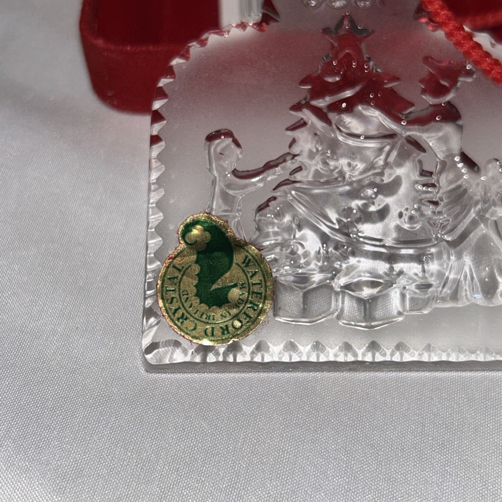 Waterford Crystal 1998 Joys of Winter Trimming the Tree Ornament 1st Edition - Picture 4 of 7